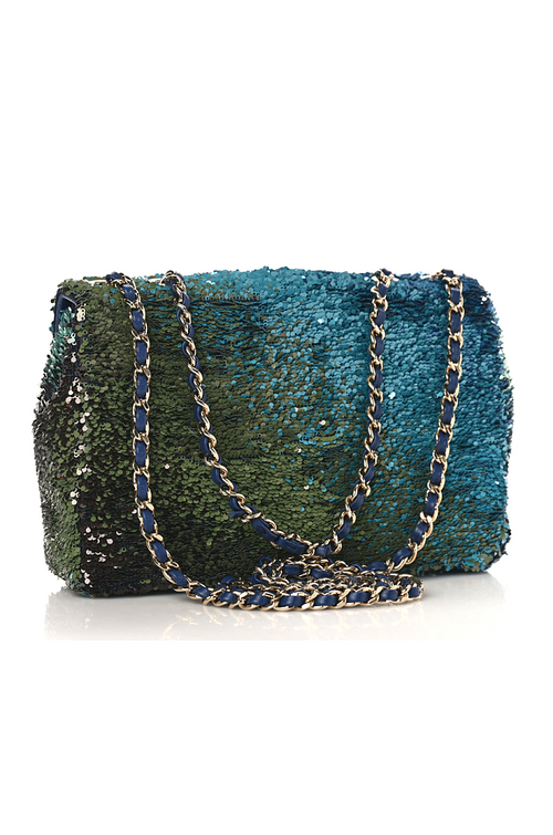 Chanel Mini Classic Flap Bag – Iridescent Ocean Ombre Sequin with Silver-Tone Hardware