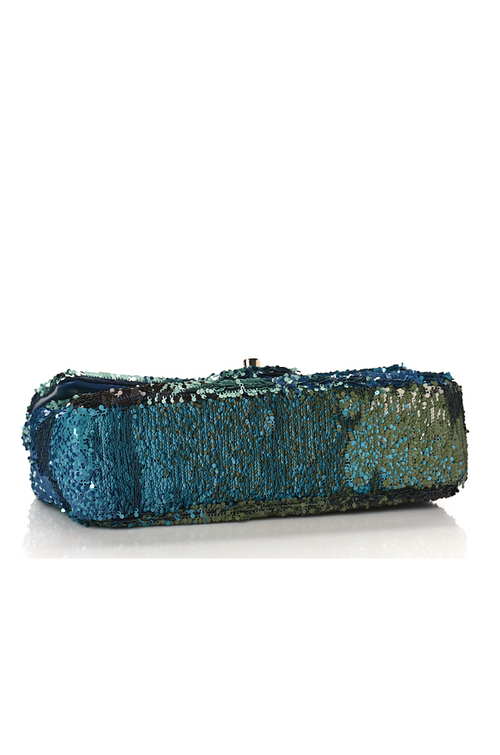 Chanel Mini Classic Flap Bag – Iridescent Ocean Ombre Sequin with Silver-Tone Hardware