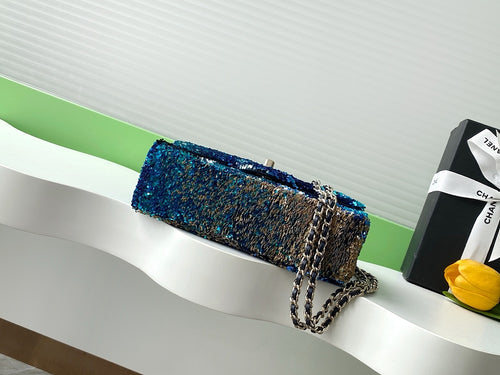 Chanel Mini Classic Flap Bag – Iridescent Ocean Ombre Sequin with Silver-Tone Hardware