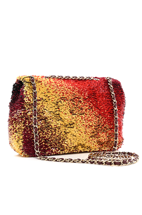 Chanel Mini Classic Flap Bag – Sunset Flame Ombre Sequin with Silver-Tone Hardware