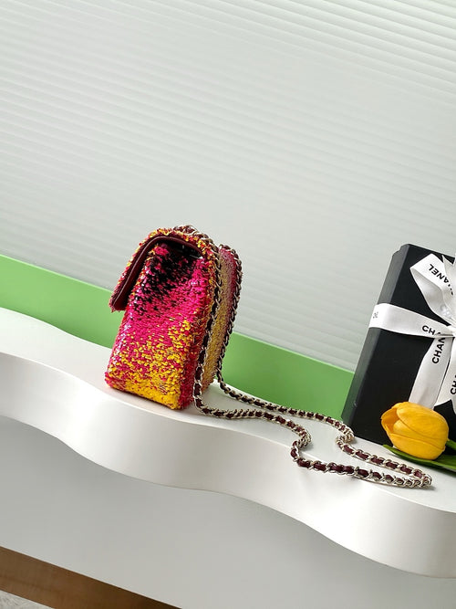 Chanel Mini Classic Flap Bag – Sunset Flame Ombre Sequin with Silver-Tone Hardware
