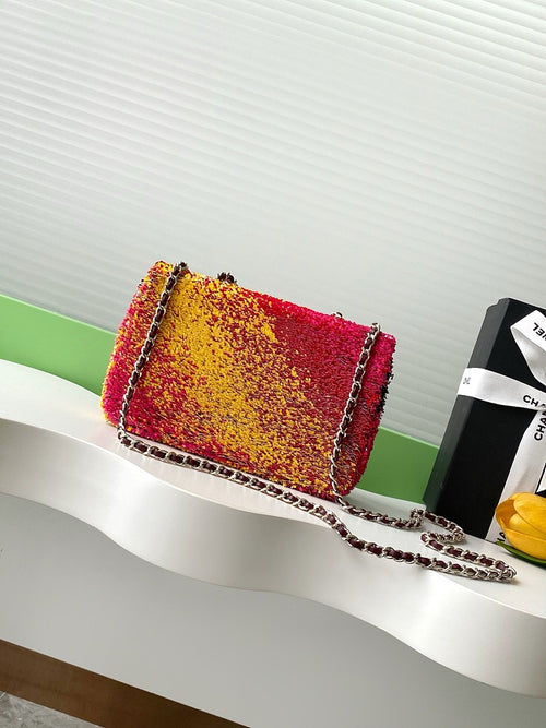 Chanel Mini Classic Flap Bag – Sunset Flame Ombre Sequin with Silver-Tone Hardware