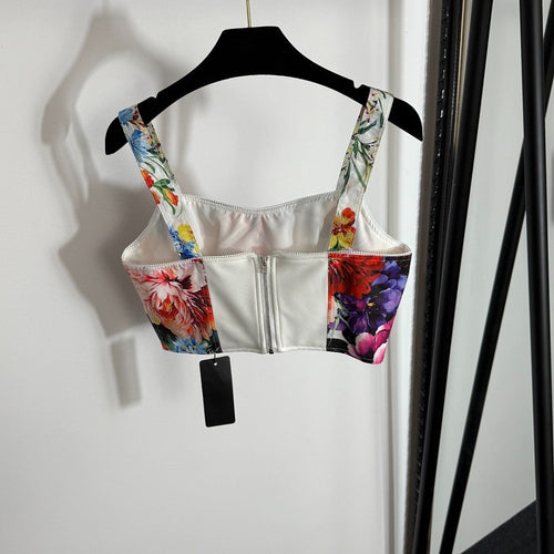 Dolce & Gabbana Floral Corset Crop Top – Alta Moda Garden Print