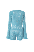 Azure Riviera Crochet Knit Romper