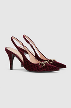 Gucci “Velours Emblem” Monogram Slingback Pumps – Low Heel Elegance (36–42) 4.5cm Heel Height
