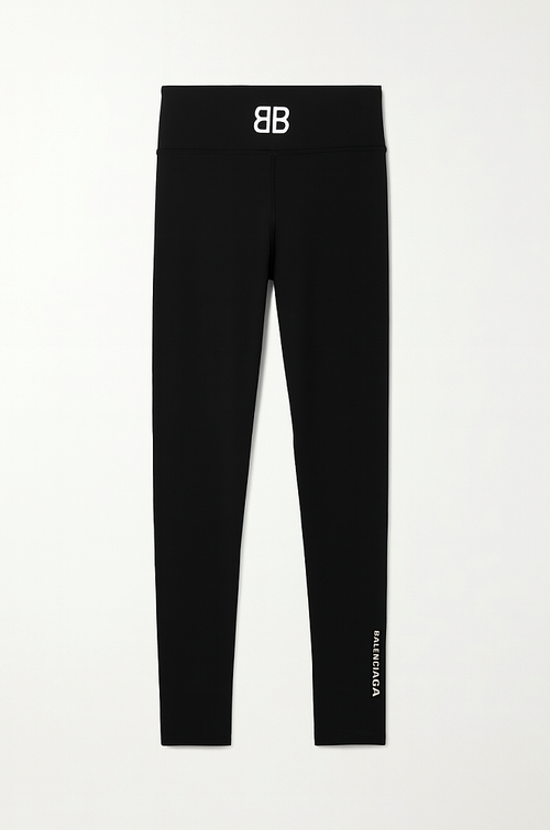 Balenciaga Logo High-Waist Performance Leggings – Black