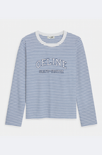 Celine Saint-Tropez Striped Long-Sleeve Tee – Blue/White (S–L)