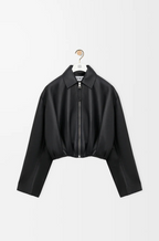 Loewe Draped Back Cropped Leather Jacket