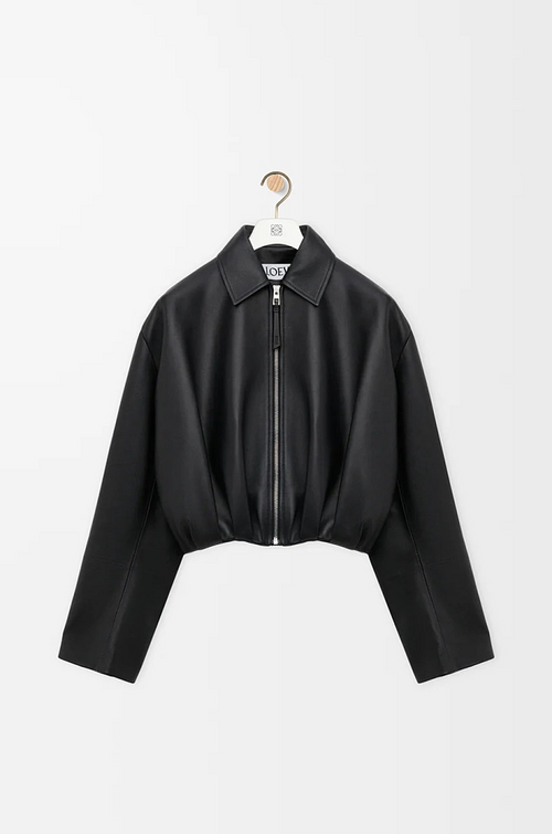 Loewe Draped Back Cropped Leather Jacket