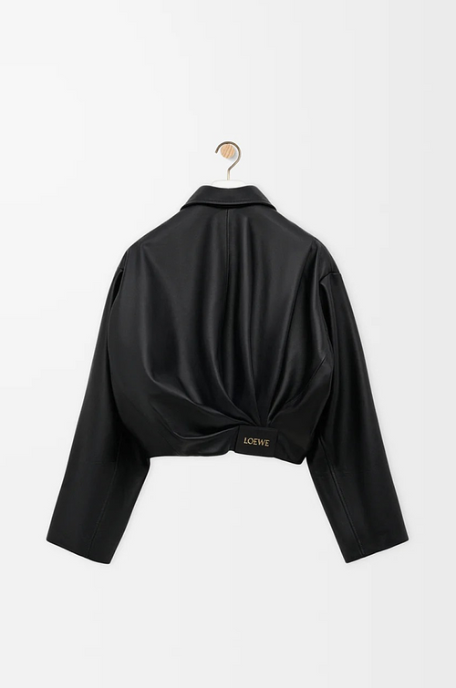 Loewe Draped Back Cropped Leather Jacket