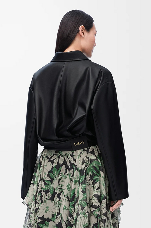 Loewe Draped Back Cropped Leather Jacket
