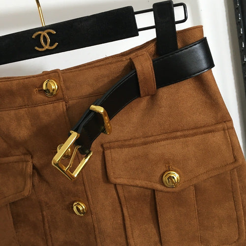 Miu Miu Camel Suede Utility Mini Skirt