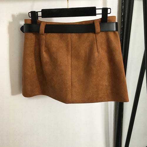 Miu Miu Camel Suede Utility Mini Skirt