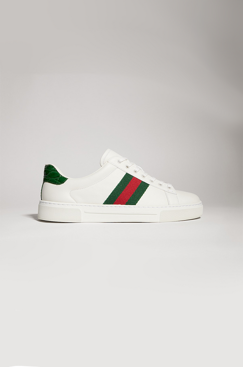 Gucci Ace Black Leather Web Sneakers