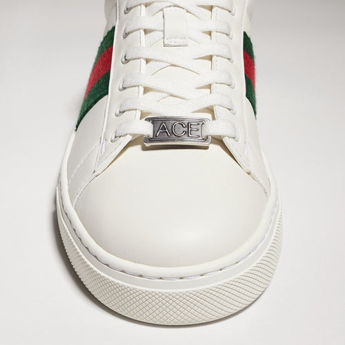 Gucci Ace Black Leather Web Sneakers