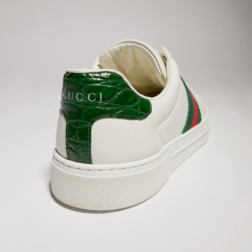 Gucci Ace Black Leather Web Sneakers
