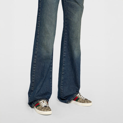 Gucci Ace Leather Web Sneaker (White)