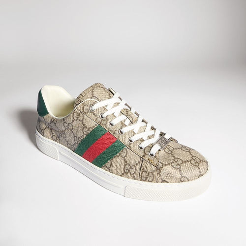 Gucci Ace Leather Web Sneaker (White)