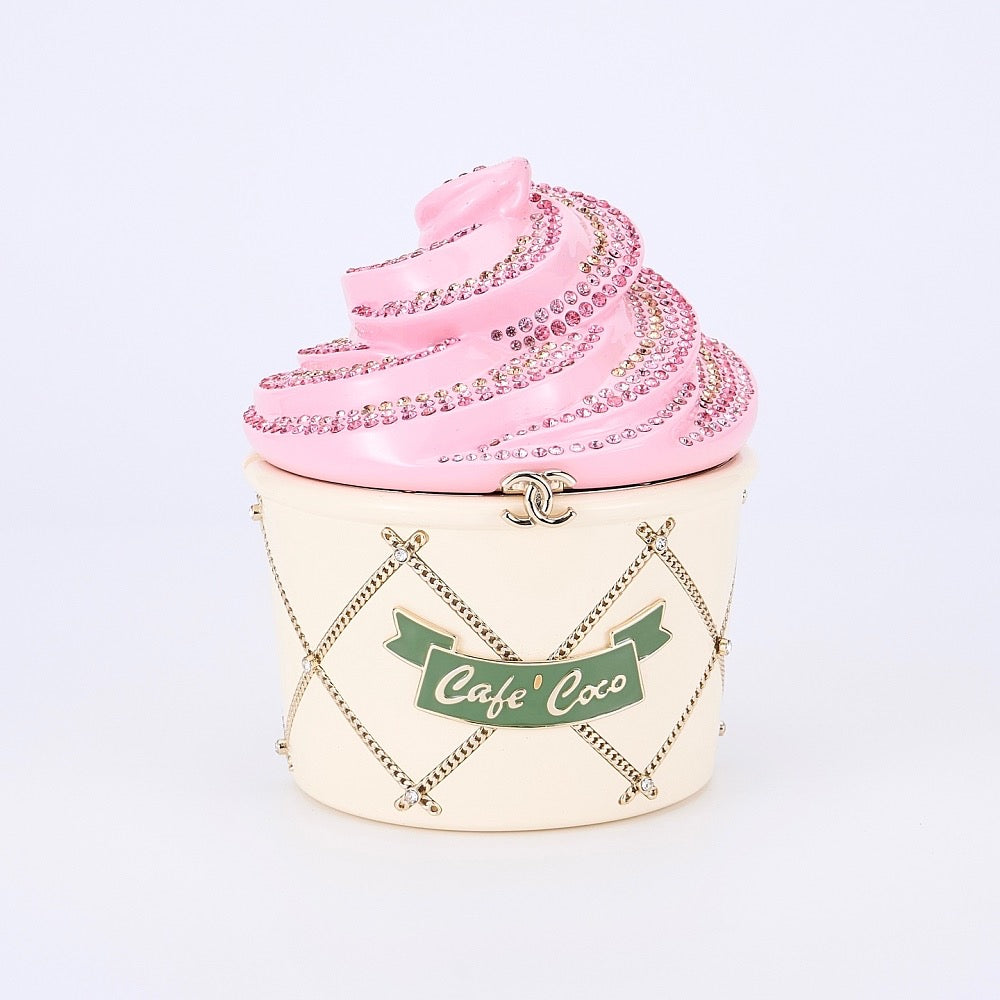 Chanel “Café Coco” Ice Cream Clutch & Rosé Ruffle Halter Dress Set – SS Runway Edition