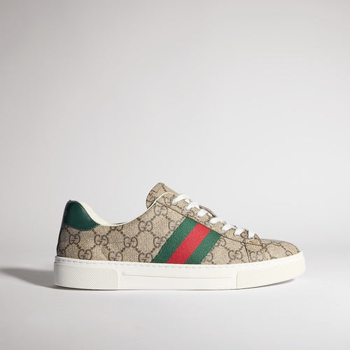 Gucci Ace Leather Web Sneaker (White)