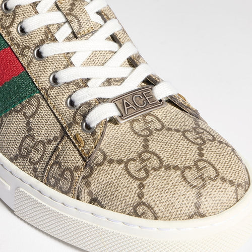 Gucci Ace Leather Web Sneaker (White)