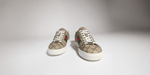 Gucci Ace Leather Web Sneaker (White)