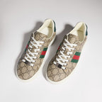 Gucci Ace Leather Web Sneaker (White)