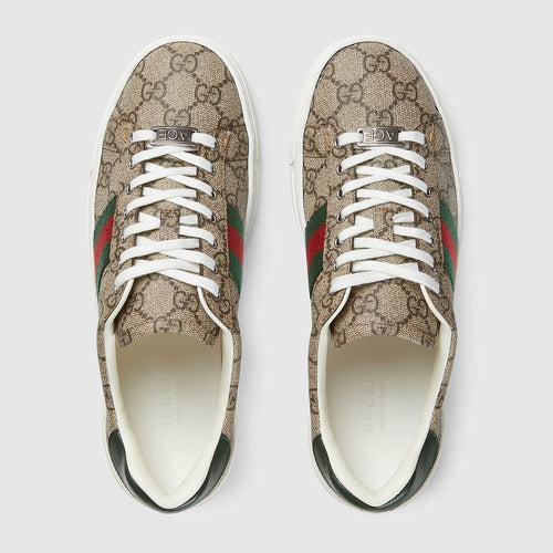 Gucci Ace Leather Web Sneaker (White)