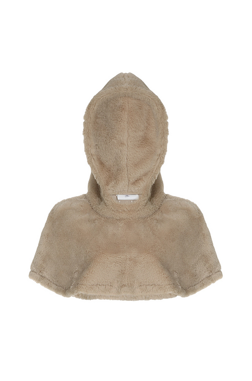 "Sands of St. Moritz” Luxe Faux-Fur Cropped Cape Hoodie