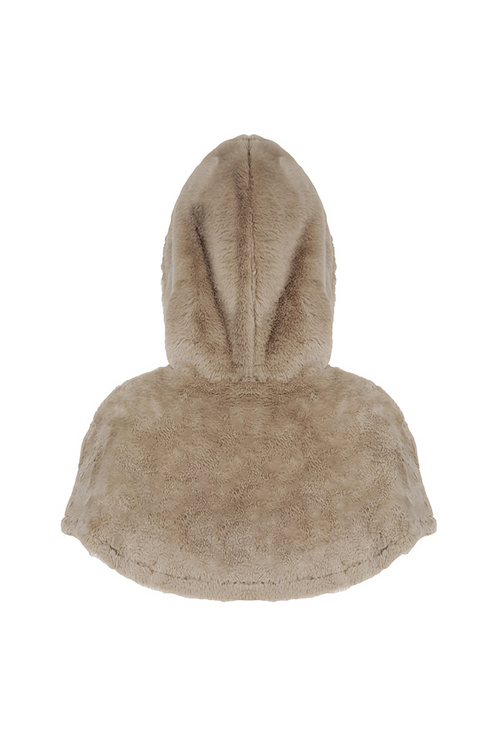 "Sands of St. Moritz” Luxe Faux-Fur Cropped Cape Hoodie