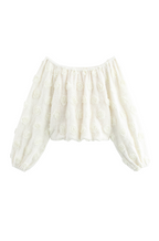 Ivory Bloom Lantern-Sleeve Blouse