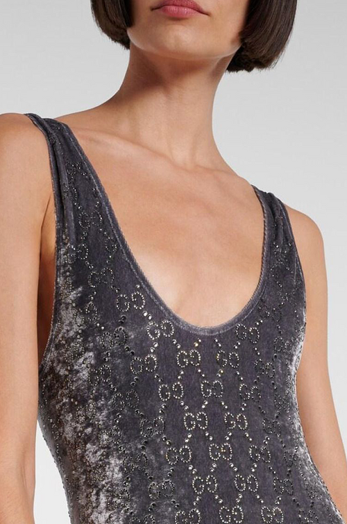 Gucci GG Velvet Monogram Bodysuit