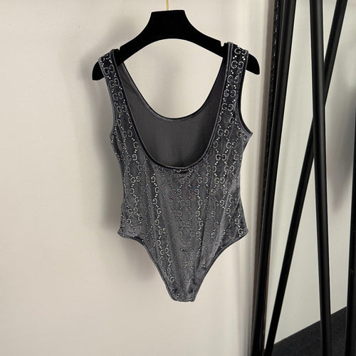 Gucci GG Velvet Monogram Bodysuit