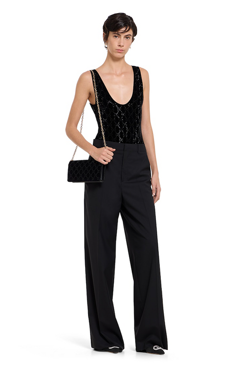 Gucci GG Velvet Monogram Bodysuit – Noir