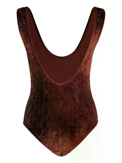 Gucci GG Crystal Velvet Bodysuit