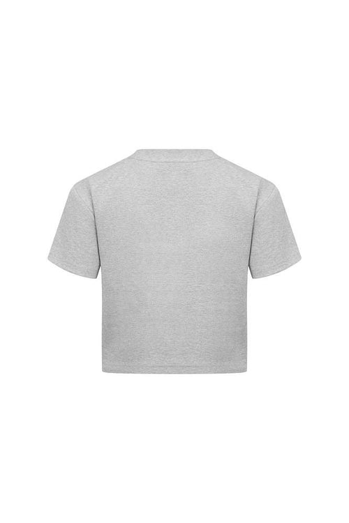 Anine Bing Sport Club Embroidered Cropped Tee – Heather Grey