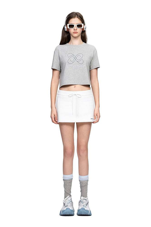 Anine Bing Sport Club Embroidered Cropped Tee – Heather Grey