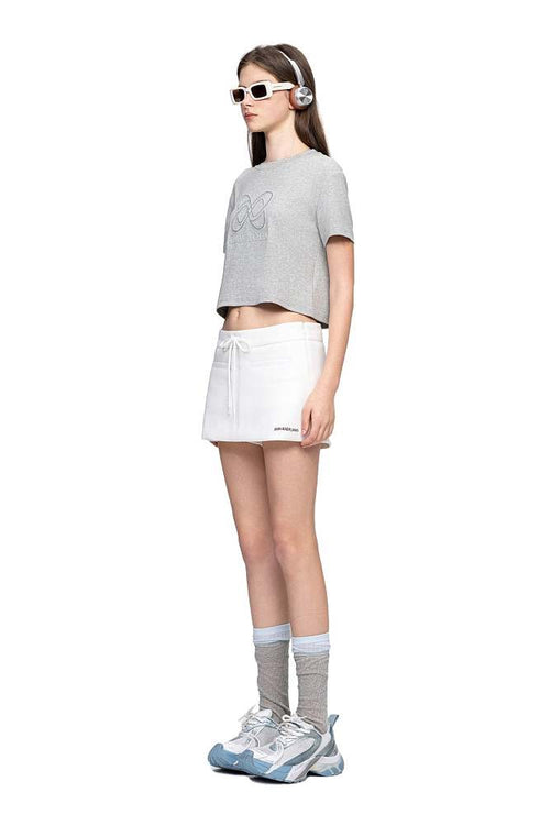 Anine Bing Sport Club Embroidered Cropped Tee – Heather Grey