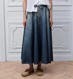 Christian Dior Chambray A-Line Midi Skirt with CD Charm