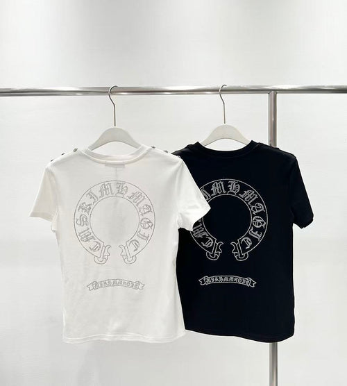 Chrome Hearts Horseshoe Crystal Embellished Tee