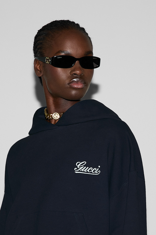 Gucci Cotton Jersey Hooded Sweatshirt – Black with Mini Signature