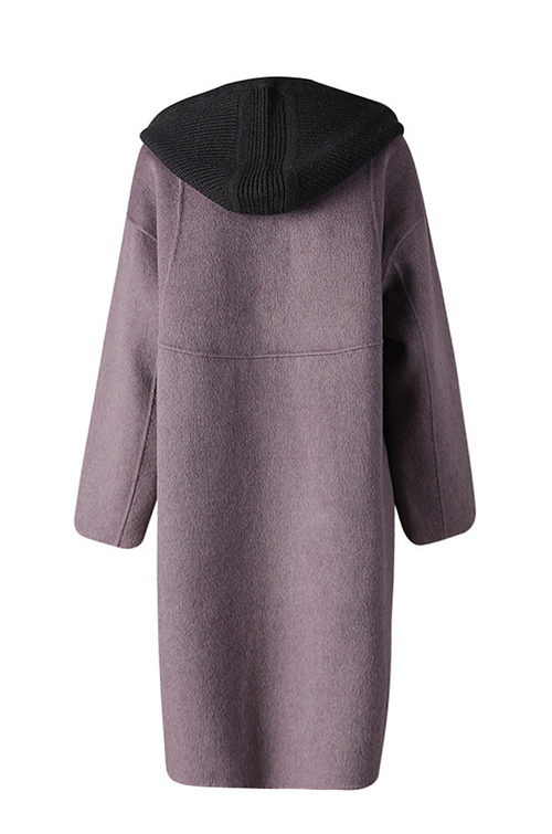 Noirhaven Wool & Suede Longline Coat - Dark Gray with Black Suede Interior (S–M)