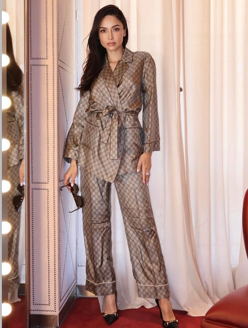 Gucci Monogram Silk Pajama Set