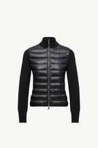 Moncler Knit-Sleeve Down Cardigan Jacket – Black