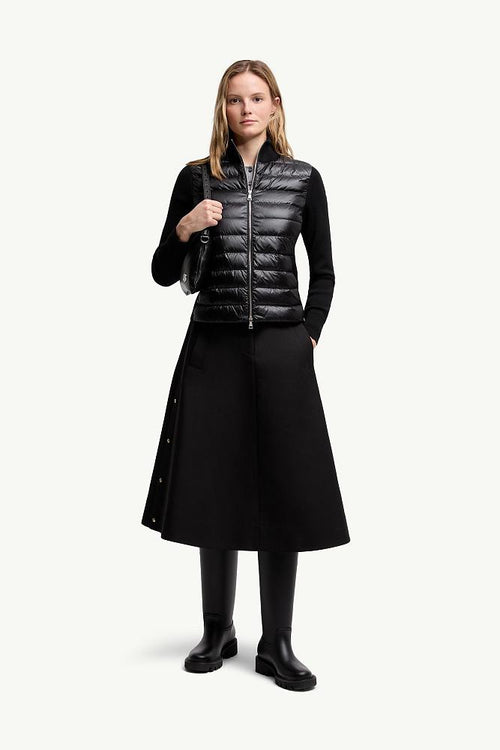 Moncler Knit-Sleeve Down Cardigan Jacket – Black
