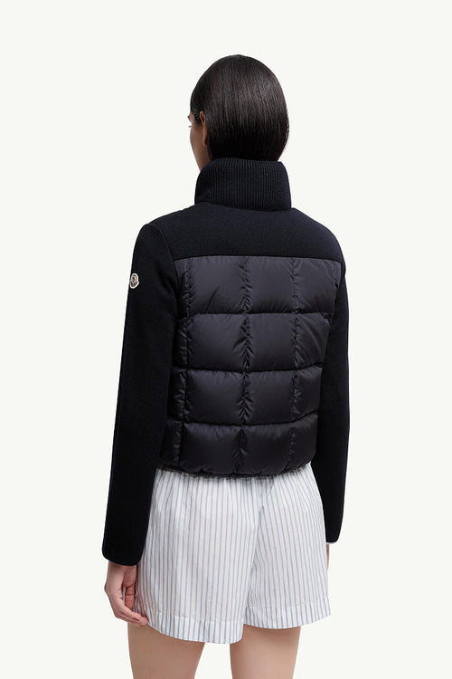 Moncler Knit-Sleeve Down Jacket with Patch Pockets