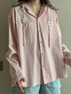 CC Striped Shirt Hoodie Top