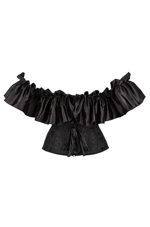 Baroque Ruffle Off-Shoulder Brocade Corset