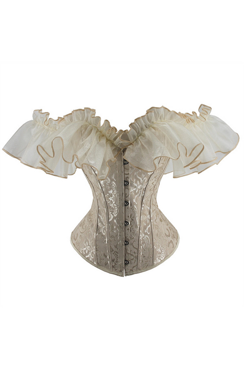 Baroque Ruffle Off-Shoulder Brocade Corset