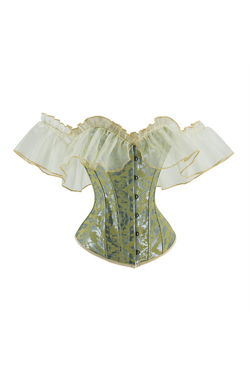 Baroque Ruffle Off-Shoulder Brocade Corset